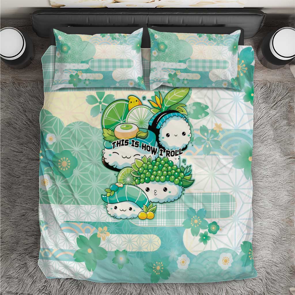 Japanese Kawaii Sushi Bedding Set Green Wagara Palaka This Is How I Roll - Wonder Print Shop