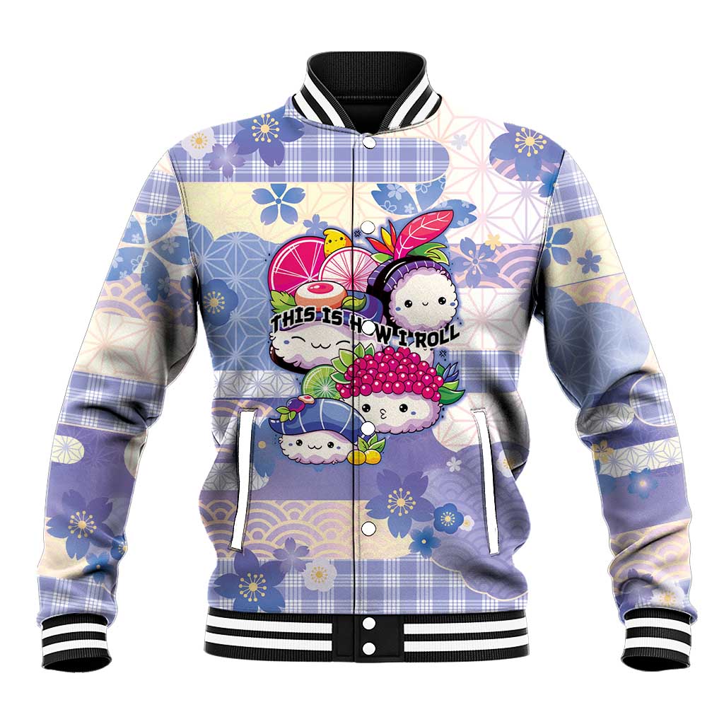 Personalized Japanese Kawaii Sushi Baseball Jacket Blue Wagara Palaka This Is How I Roll - Wonder Print Shop