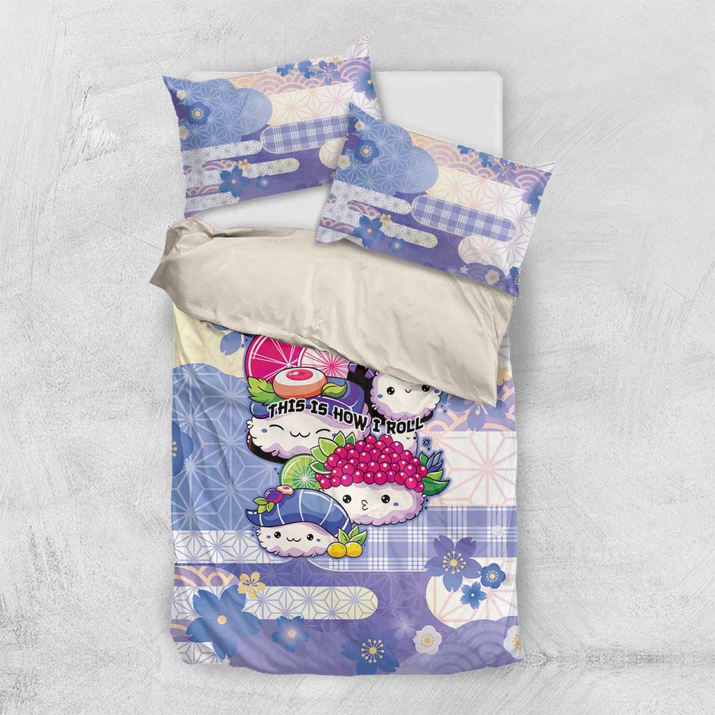 Japanese Kawaii Sushi Bedding Set Blue Wagara Palaka This Is How I Roll - Wonder Print Shop