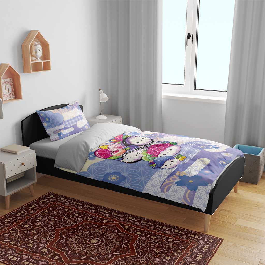 Japanese Kawaii Sushi Bedding Set Blue Wagara Palaka This Is How I Roll - Wonder Print Shop