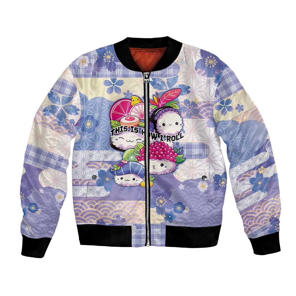 Personalized Japanese Kawaii Sushi Bomber Jacket Blue Wagara Palaka This Is How I Roll - Wonder Print Shop