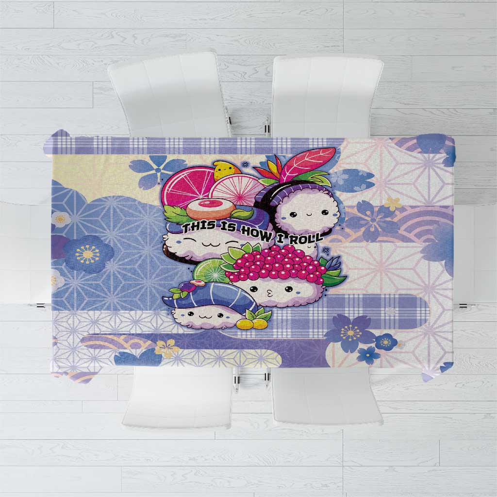 Japanese Kawaii Sushi Tablecloth Blue Wagara Palaka This Is How I Roll - Wonder Print Shop