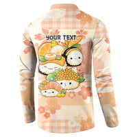 Personalized Japanese Kawaii Sushi Button Sweatshirt Peach Wagara Palaka This Is How I Roll - Wonder Print Shop