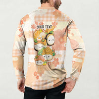 Personalized Japanese Kawaii Sushi Button Sweatshirt Peach Wagara Palaka This Is How I Roll - Wonder Print Shop