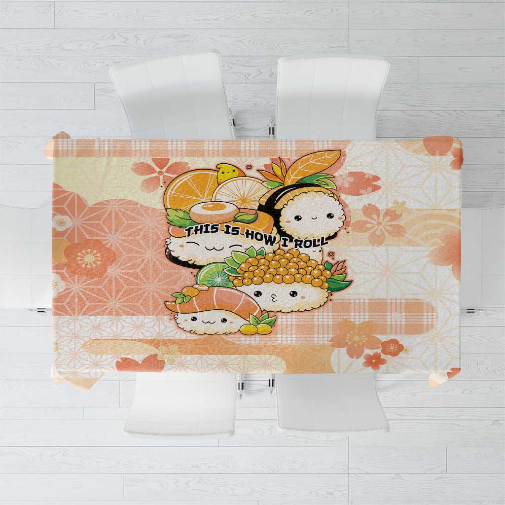 Japanese Kawaii Sushi Tablecloth Peach Wagara Palaka This Is How I Roll - Wonder Print Shop