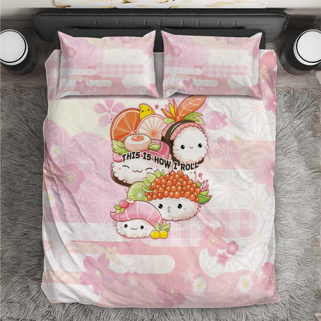 Japanese Kawaii Sushi Bedding Set Pink Wagara Palaka This Is How I Roll - Wonder Print Shop