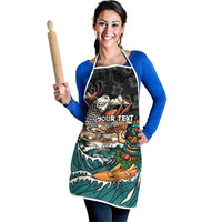 Personalized Japanese Koi Fish Ramen Apron Tiki Surfing Wagara Hibiscus Pattern - Wonder Print Shop