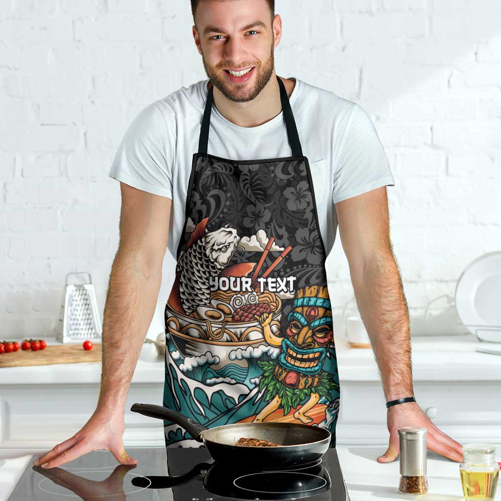 Personalized Japanese Koi Fish Ramen Apron Tiki Surfing Wagara Hibiscus Pattern - Wonder Print Shop