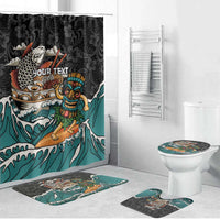 Personalized Japanese Koi Fish Ramen Bathroom Set Tiki Surfing Wagara Hibiscus Pattern - Wonder Print Shop