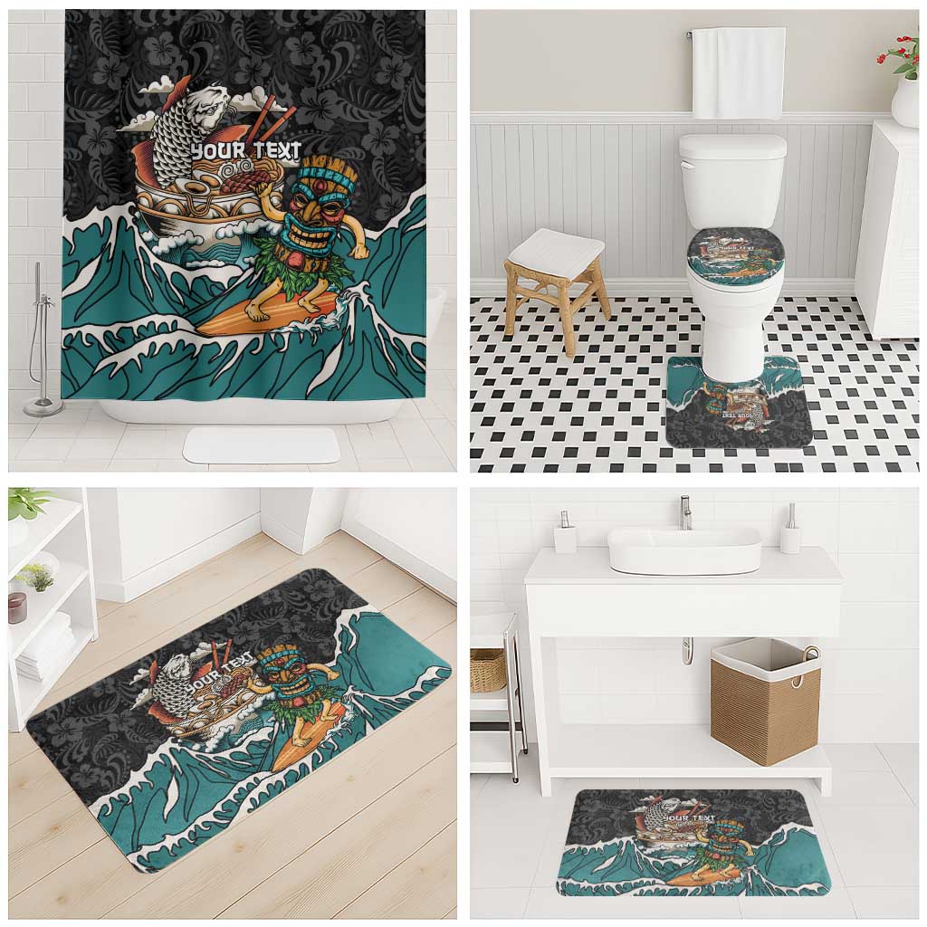 Personalized Japanese Koi Fish Ramen Bathroom Set Tiki Surfing Wagara Hibiscus Pattern - Wonder Print Shop