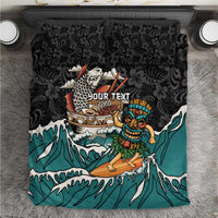 Personalized Japanese Koi Fish Ramen Bedding Set Tiki Surfing Wagara Hibiscus Pattern - Wonder Print Shop
