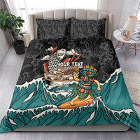 Personalized Japanese Koi Fish Ramen Bedding Set Tiki Surfing Wagara Hibiscus Pattern - Wonder Print Shop