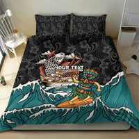Personalized Japanese Koi Fish Ramen Bedding Set Tiki Surfing Wagara Hibiscus Pattern - Wonder Print Shop