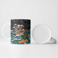 Personalized Japanese Koi Fish Ramen Ceramic Mug Tiki Surfing Wagara Hibiscus Pattern - Wonder Print Shop