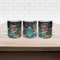 Personalized Japanese Koi Fish Ramen Ceramic Mug Tiki Surfing Wagara Hibiscus Pattern - Wonder Print Shop