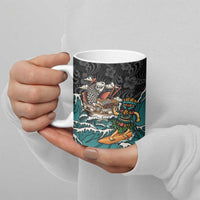Personalized Japanese Koi Fish Ramen Ceramic Mug Tiki Surfing Wagara Hibiscus Pattern - Wonder Print Shop