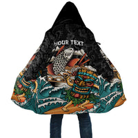 Personalized Japanese Koi Fish Ramen Cloak Tiki Surfing Wagara Hibiscus Pattern - Wonder Print Shop