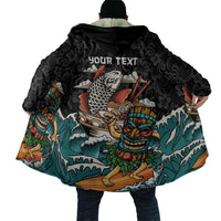 Personalized Japanese Koi Fish Ramen Cloak Tiki Surfing Wagara Hibiscus Pattern - Wonder Print Shop
