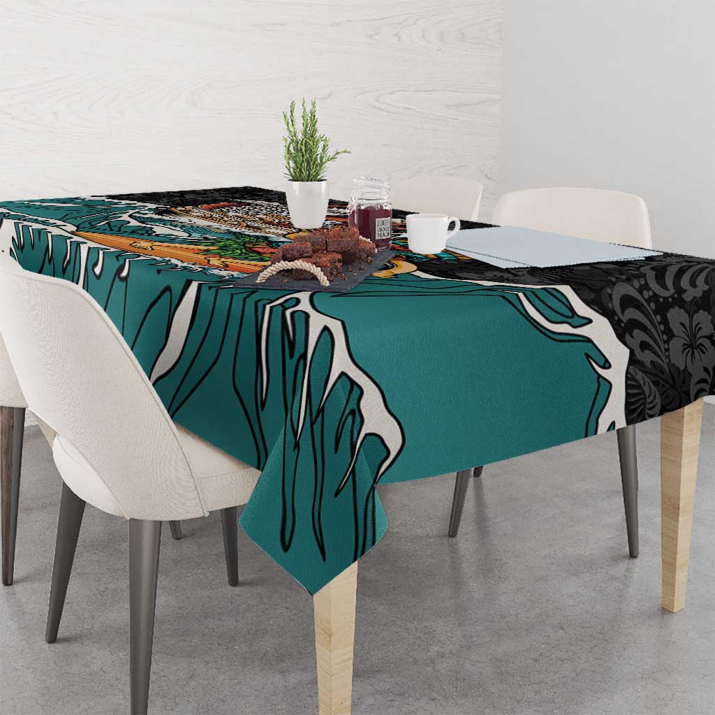 Personalized Japanese Koi Fish Ramen Tablecloth Tiki Surfing Wagara Hibiscus Pattern - Wonder Print Shop