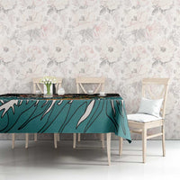 Personalized Japanese Koi Fish Ramen Tablecloth Tiki Surfing Wagara Hibiscus Pattern - Wonder Print Shop