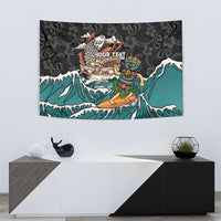 Personalized Japanese Koi Fish Ramen Tapestry Tiki Surfing Wagara Hibiscus Pattern - Wonder Print Shop