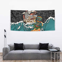 Personalized Japanese Koi Fish Ramen Tapestry Tiki Surfing Wagara Hibiscus Pattern - Wonder Print Shop