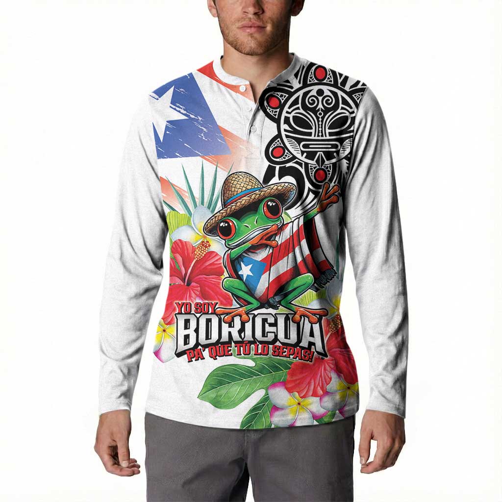 Puerto Rican Yo Soy Boricua Button Sweatshirt