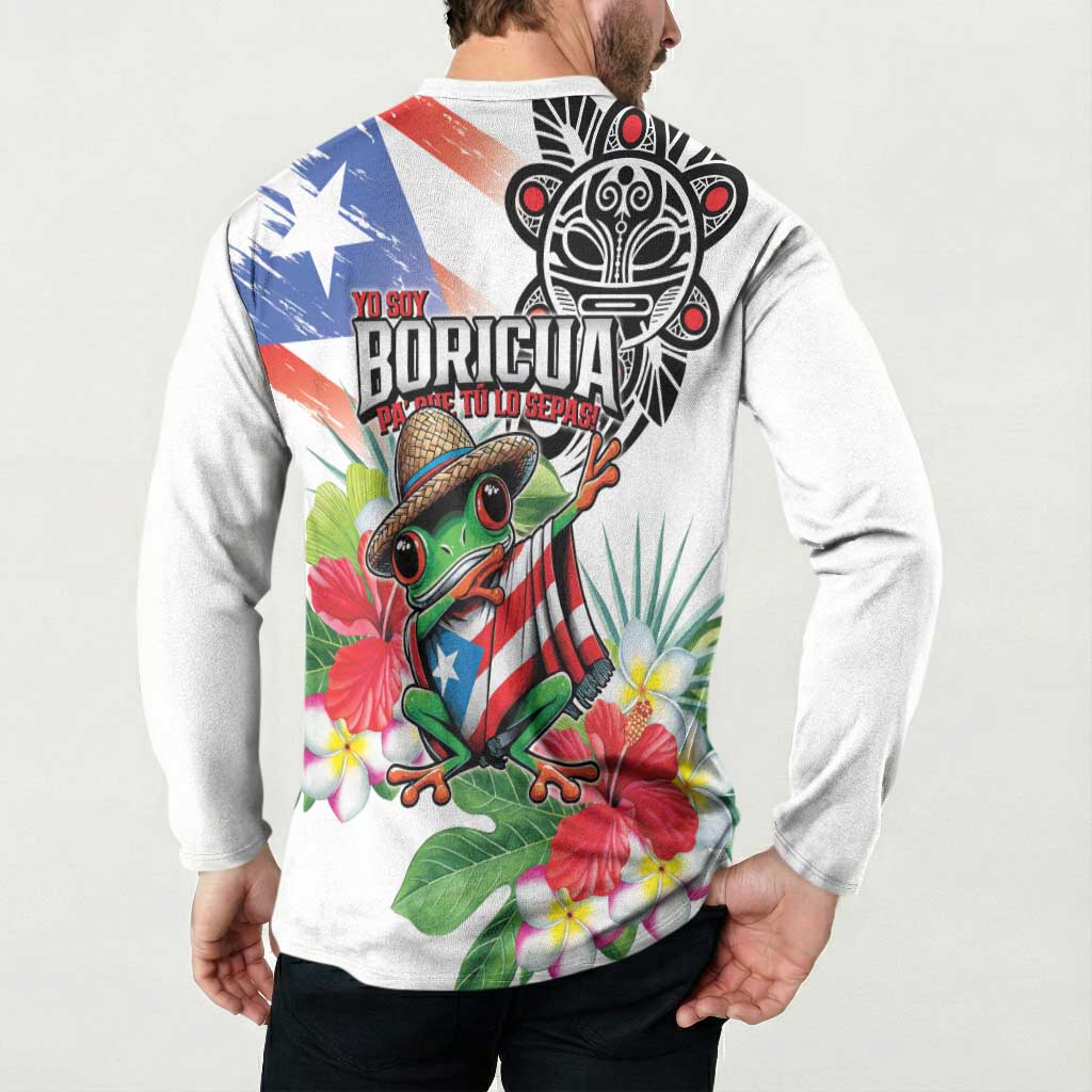 Puerto Rican Yo Soy Boricua Button Sweatshirt