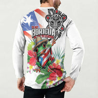 Puerto Rican Yo Soy Boricua Button Sweatshirt