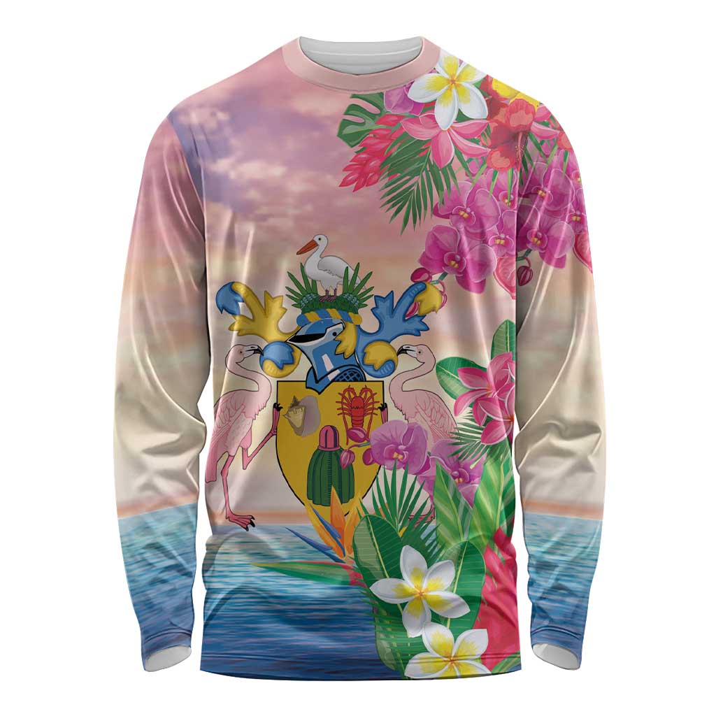 Turks And Caicos Islands Long Sleeve Shirt Flamingos Tropical Beauty Beach