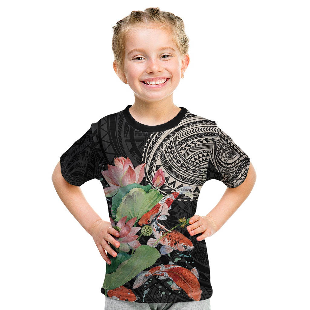 Personalized Japanese Koi Fish Kid T Shirt with Polynesian Pattern - Wonder Print Shop