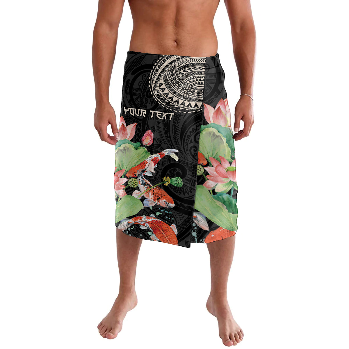 Personalized Japanese Koi Fish Lavalava with Polynesian Pattern - Wonder Print Shop