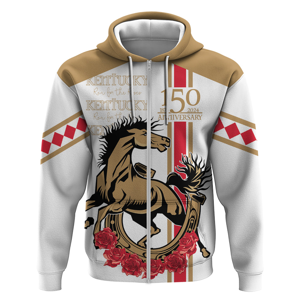 Personalized Kentucky Horse Race 150th Anniversary Zip Hoodie Race For The Roses Since 1875 - Wonder Print Shop