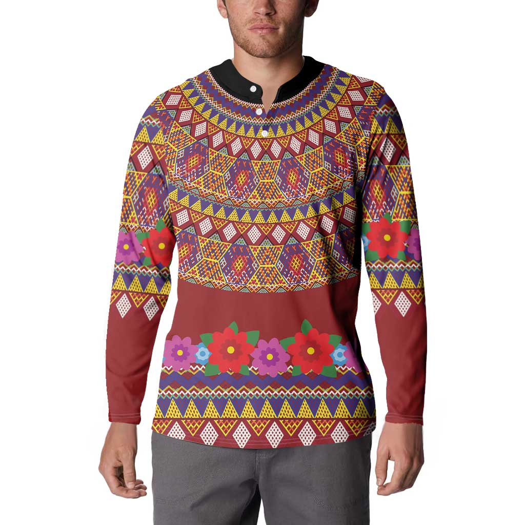 Greenland Costume Button Sweatshirt Tradional Kalaallisuut Pattern