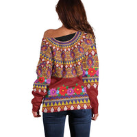 Greenland Costume Off Shoulder Sweater Tradional Kalaallisuut Pattern