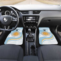 Blue, white and orange car floor mat set with Argentina sun and "21" design