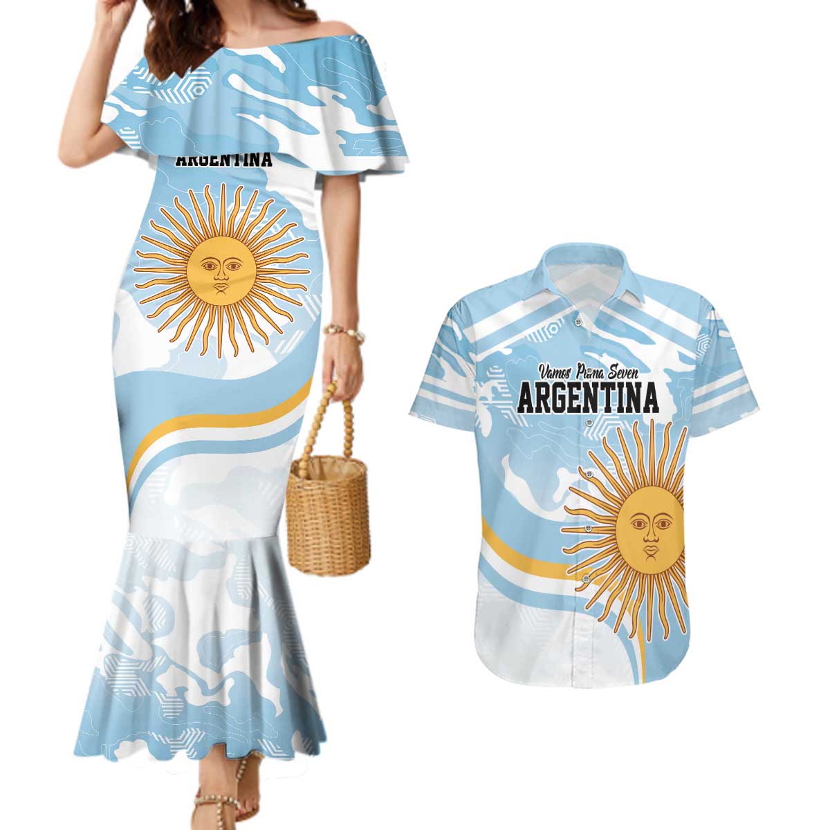 Custom Argentina Rugby Couples Matching Mermaid Dress and Hawaiian Shirt Summer Paris 2024 LT9 - Wonder Print Shop