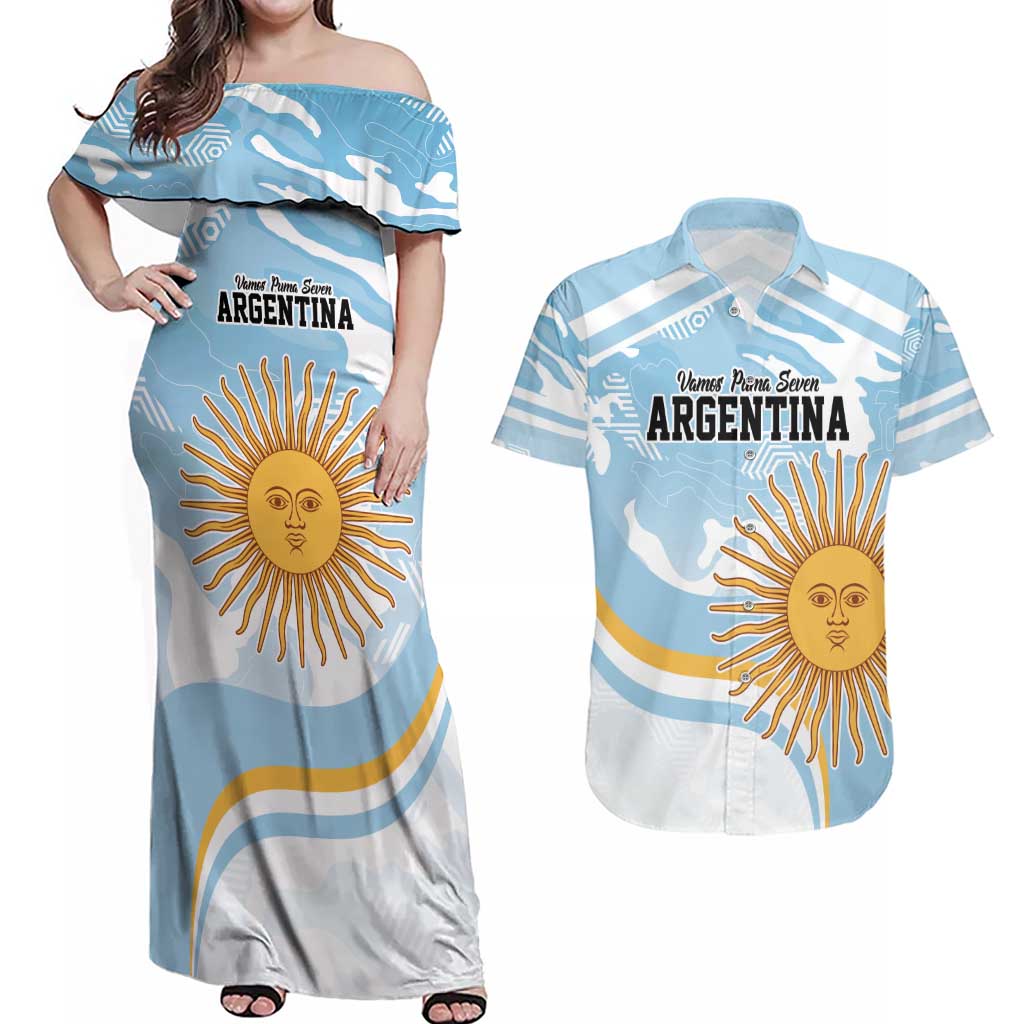 Custom Argentina Rugby Couples Matching Off Shoulder Maxi Dress and Hawaiian Shirt Summer Paris 2024 LT9 - Wonder Print Shop