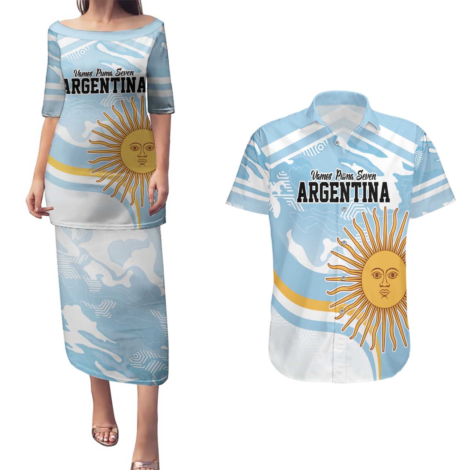 Custom Argentina Rugby Couples Matching Puletasi and Hawaiian Shirt Summer Paris 2024 LT9 - Wonder Print Shop