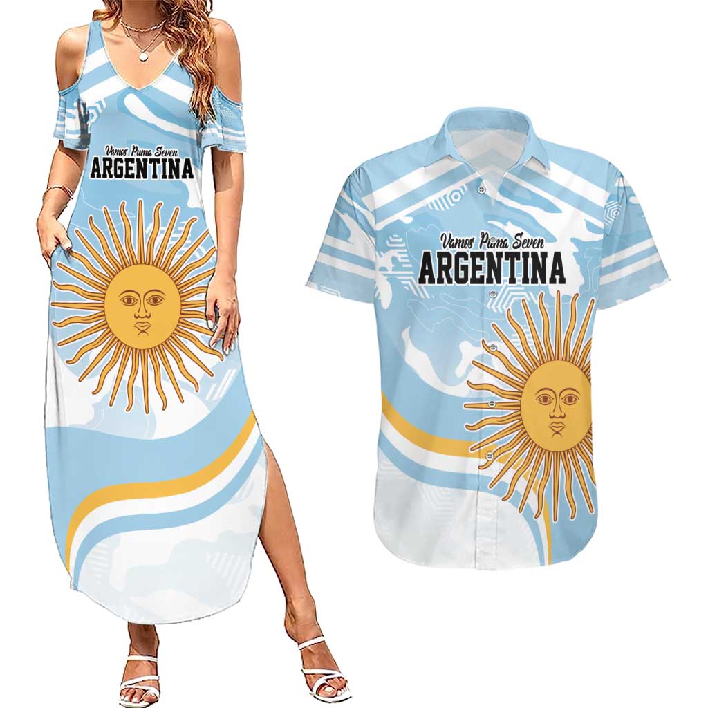 Custom Argentina Rugby Couples Matching Summer Maxi Dress and Hawaiian Shirt Summer Paris 2024 LT9 - Wonder Print Shop