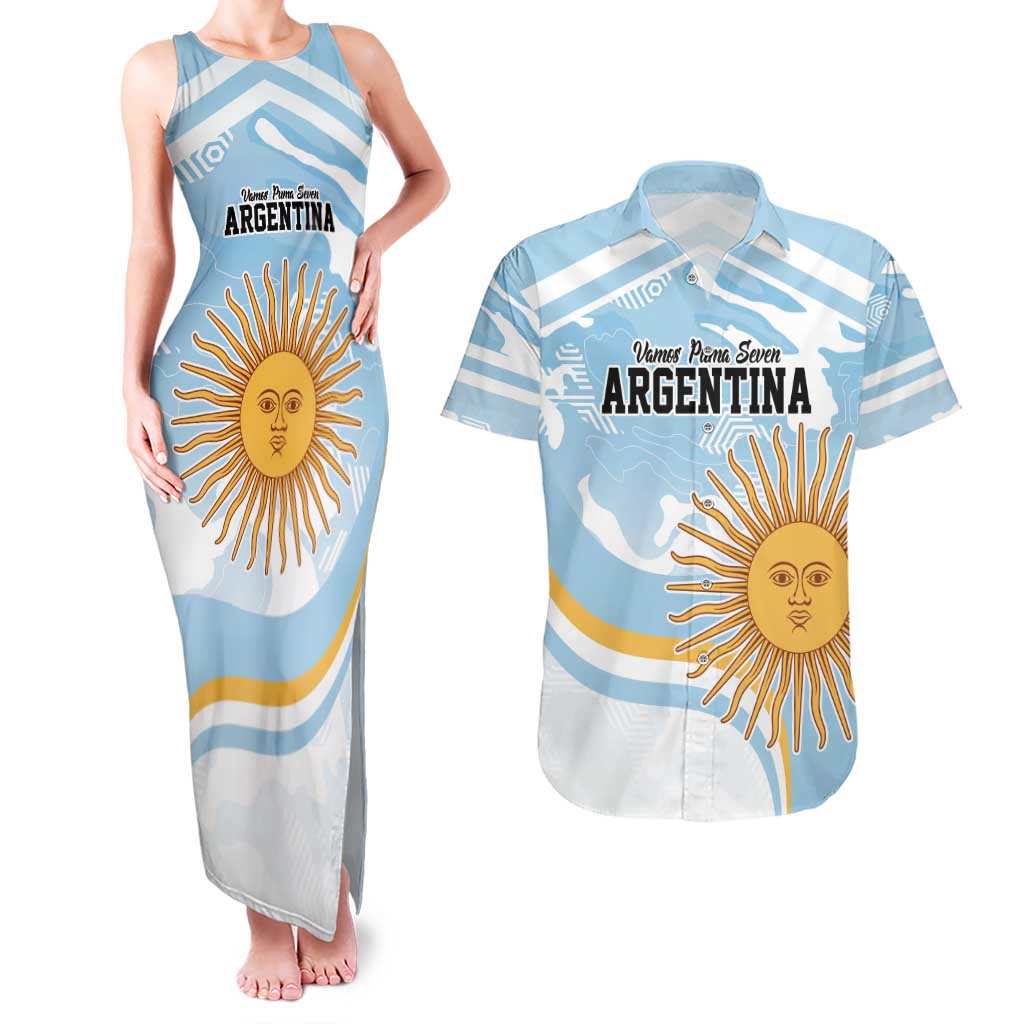 Custom Argentina Rugby Couples Matching Tank Maxi Dress and Hawaiian Shirt Summer Paris 2024 LT9 - Wonder Print Shop