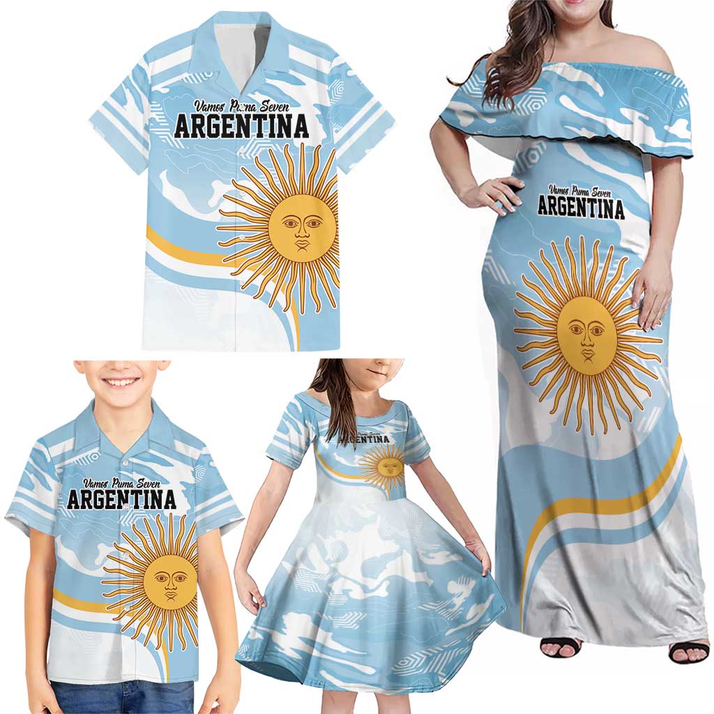 Custom Argentina Rugby Family Matching Off Shoulder Maxi Dress and Hawaiian Shirt Summer Paris 2024 LT9 - Wonder Print Shop