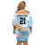 Custom Argentina Rugby Family Matching Off Shoulder Short Dress and Hawaiian Shirt Summer Paris 2024 LT9 - Wonder Print Shop