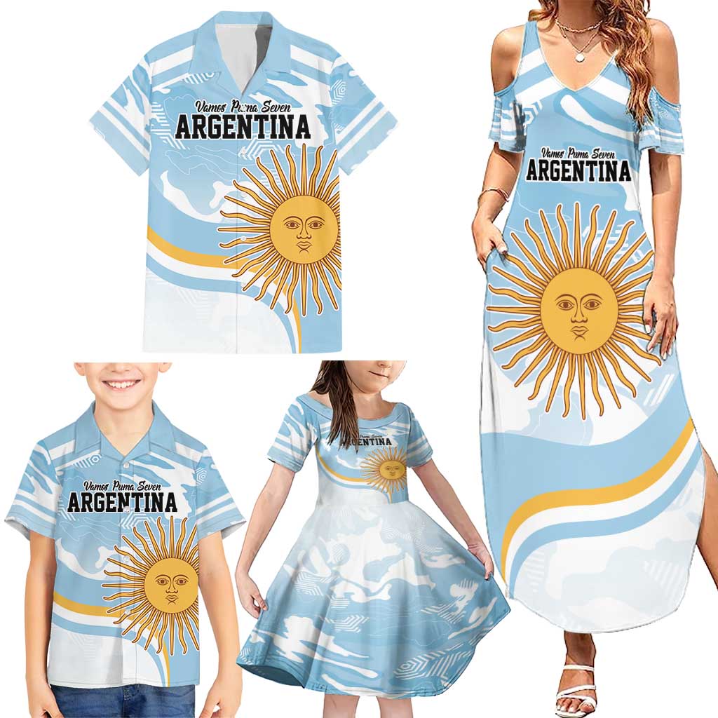 Custom Argentina Rugby Family Matching Summer Maxi Dress and Hawaiian Shirt Summer Paris 2024 - Wonder Print Shop