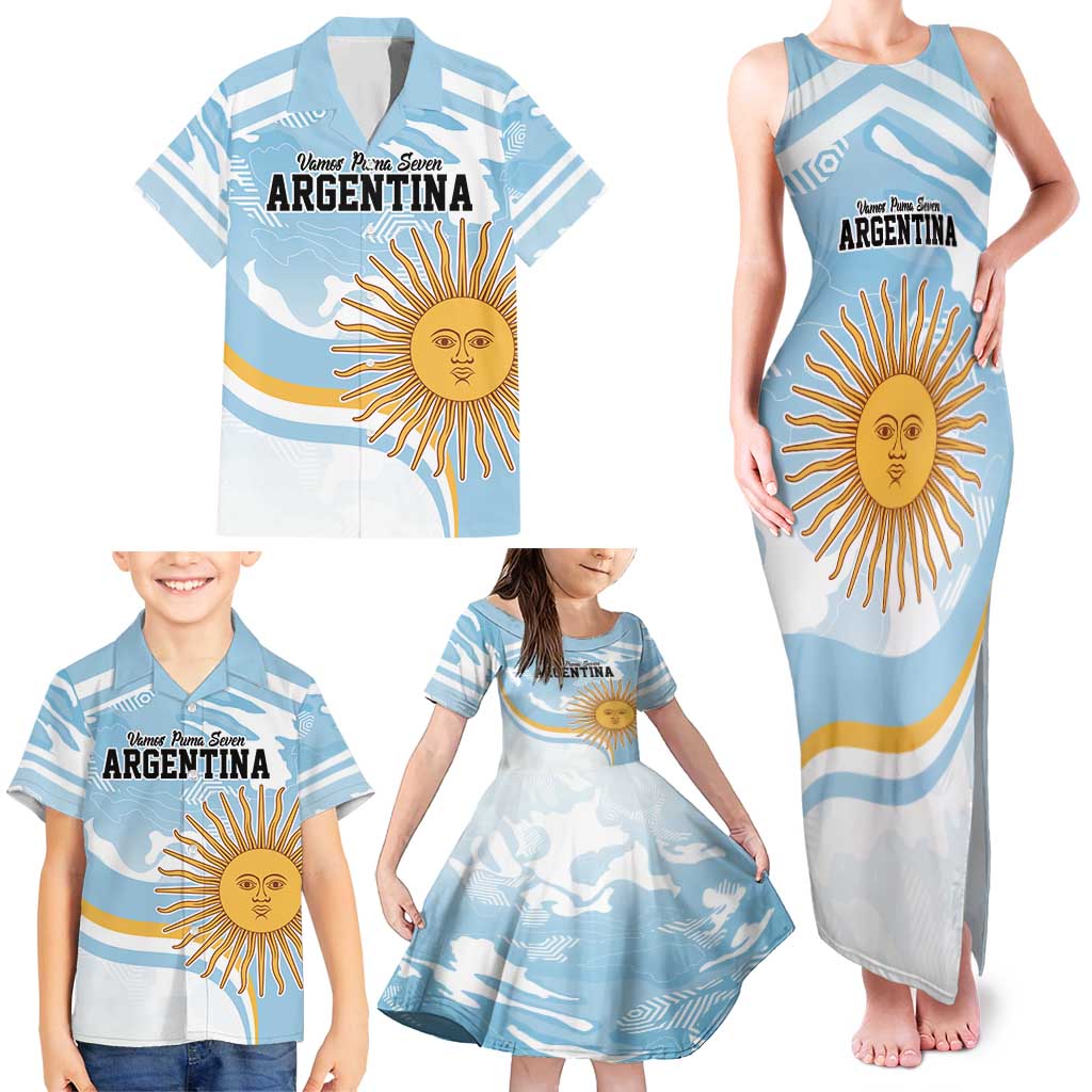 Custom Argentina Rugby Family Matching Tank Maxi Dress and Hawaiian Shirt Summer Paris 2024 - Wonder Print Shop