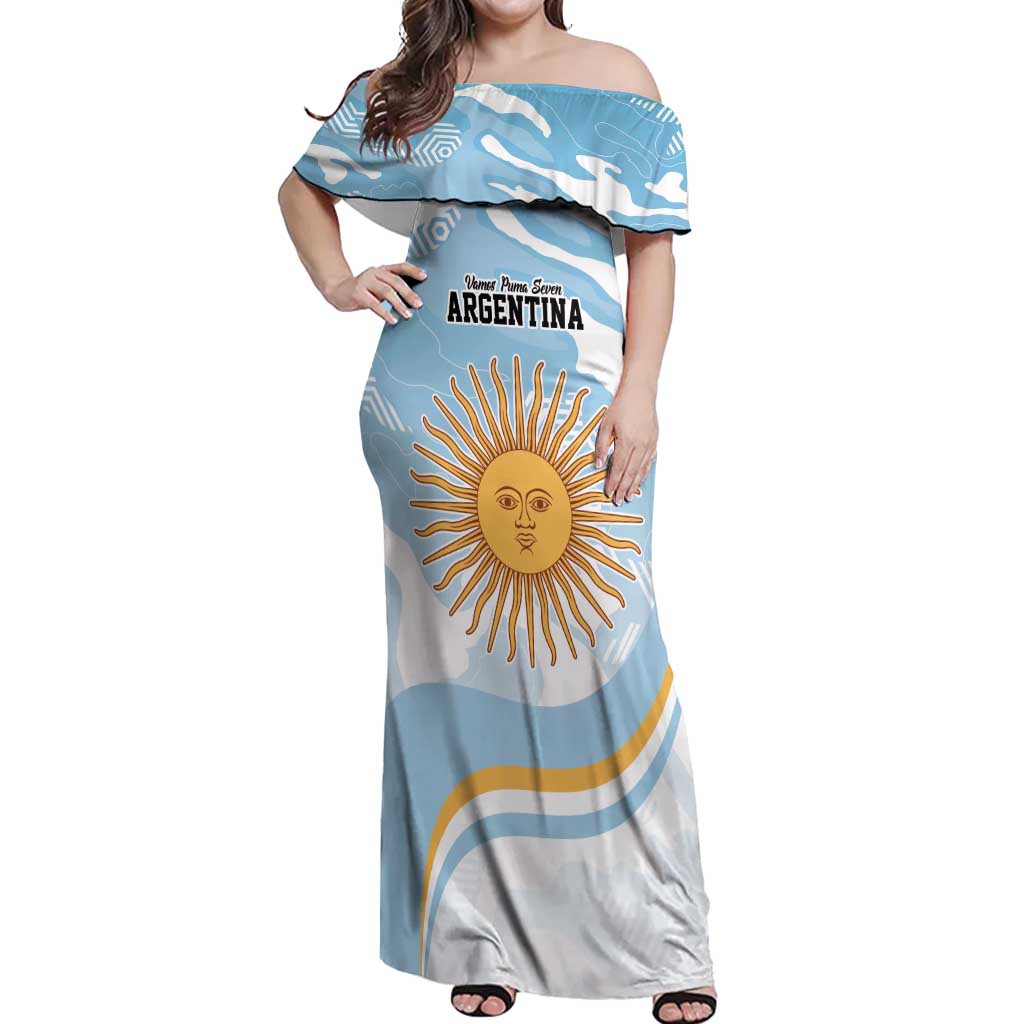 Custom Argentina Rugby Off Shoulder Maxi Dress Summer Paris 2024 - Wonder Print Shop