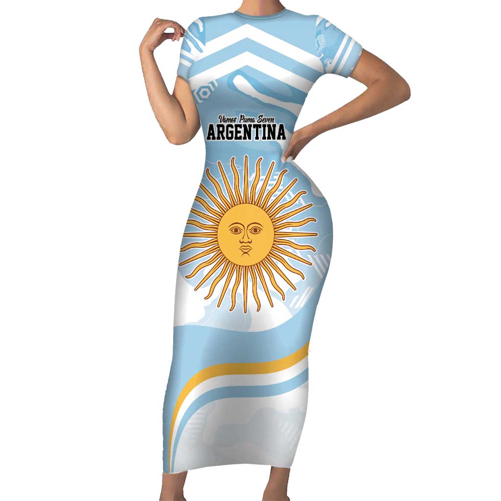 Custom Argentina Rugby Short Sleeve Bodycon Dress Summer Paris 2024 - Wonder Print Shop