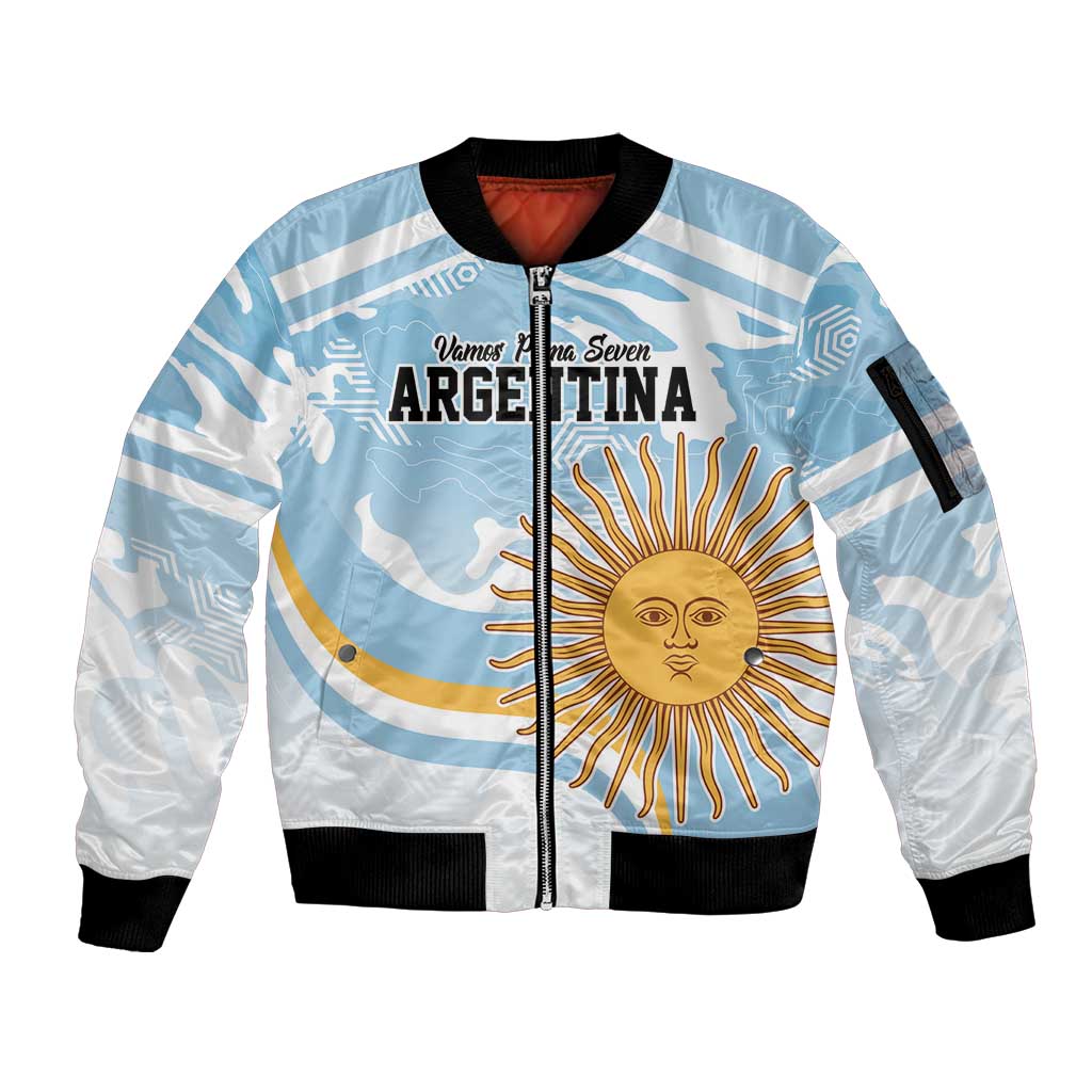 Custom Argentina Rugby Sleeve Zip Bomber Jacket Summer Paris 2024 - Wonder Print Shop