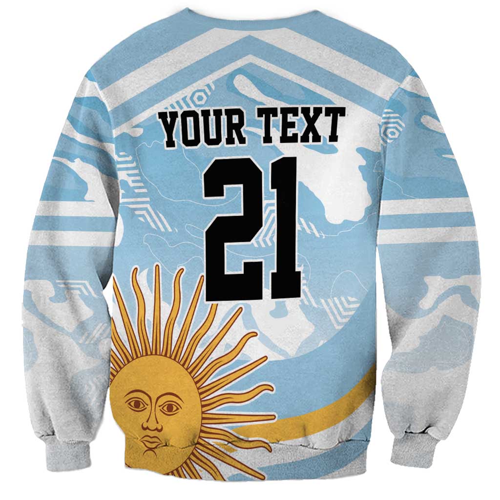 Blue crewneck sweatshirt with "YOUR TEXT" and large 21 back graphic