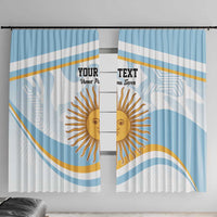 Sun face and stripe pattern custom window curtains on a top rod, blue trim